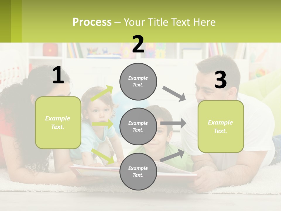 A Family Laying On The Floor With A Book PowerPoint Template