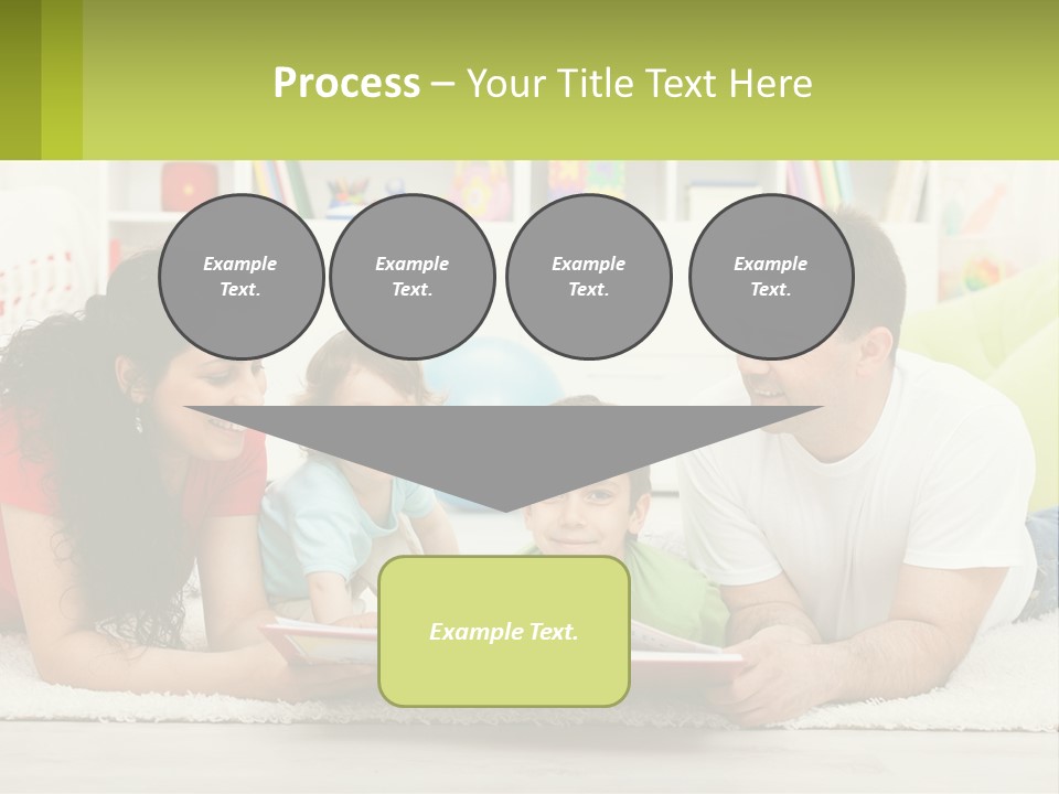 A Family Laying On The Floor With A Book PowerPoint Template