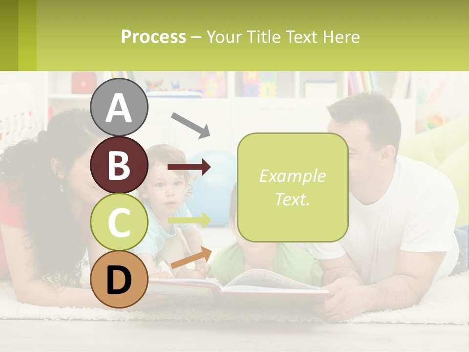 A Family Laying On The Floor With A Book PowerPoint Template