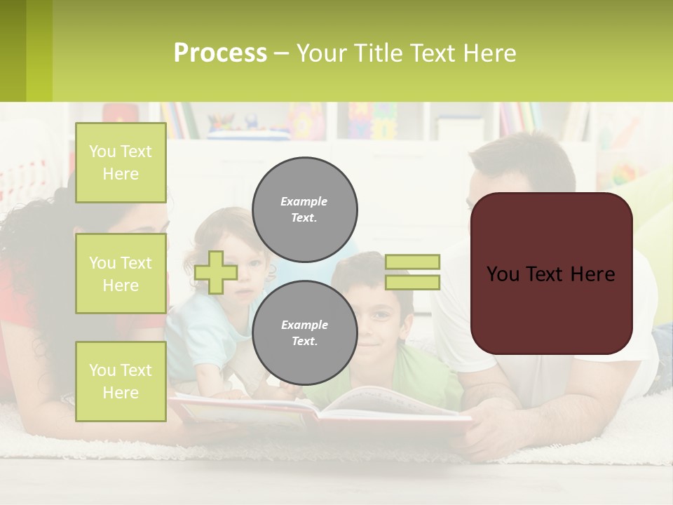 A Family Laying On The Floor With A Book PowerPoint Template