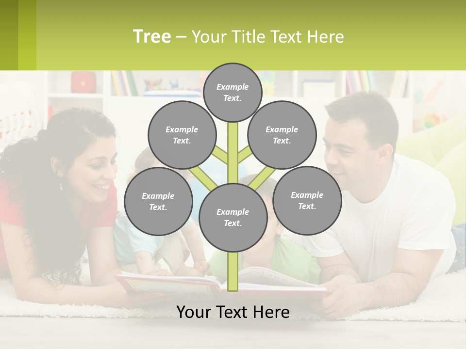 A Family Laying On The Floor With A Book PowerPoint Template