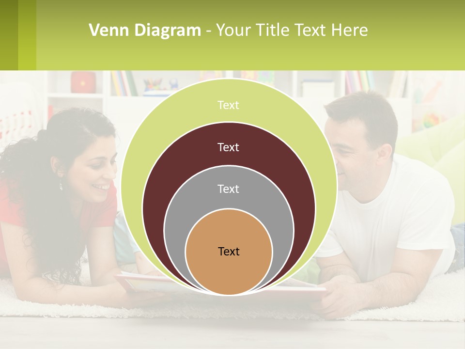 A Family Laying On The Floor With A Book PowerPoint Template