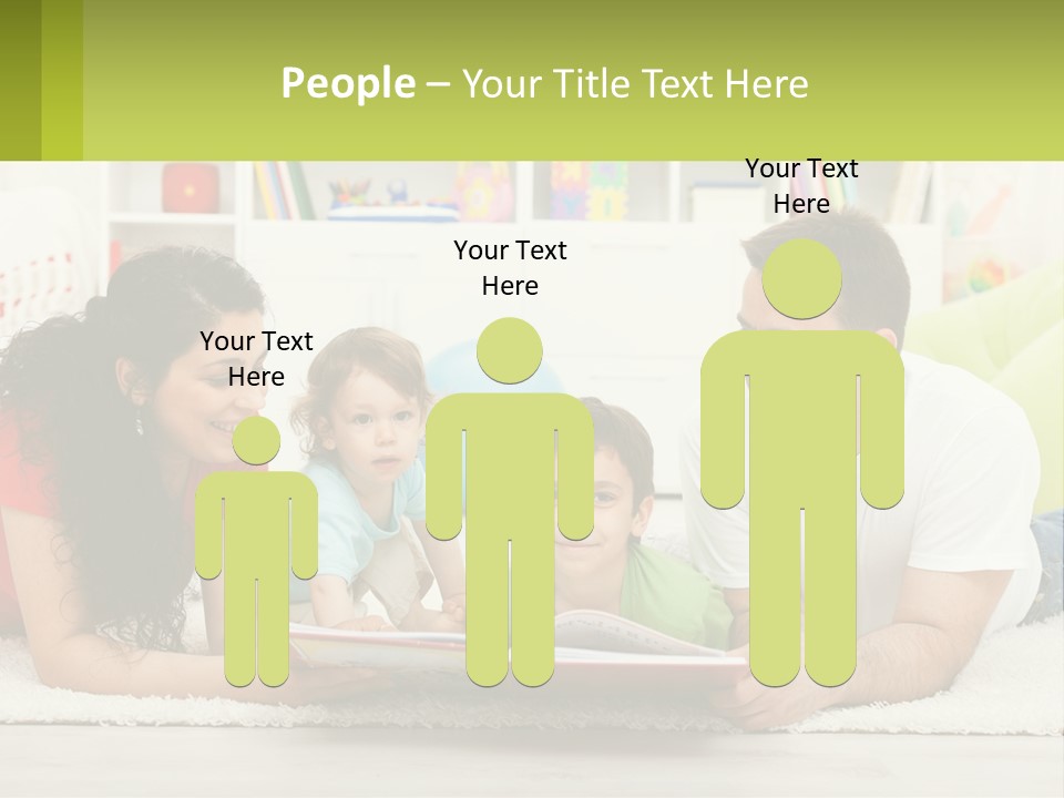 A Family Laying On The Floor With A Book PowerPoint Template