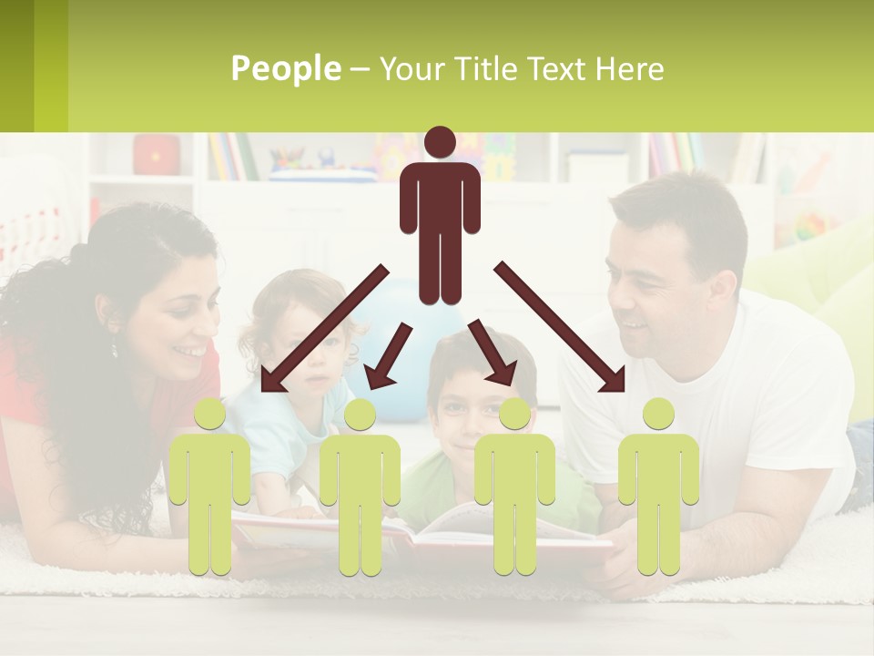 A Family Laying On The Floor With A Book PowerPoint Template