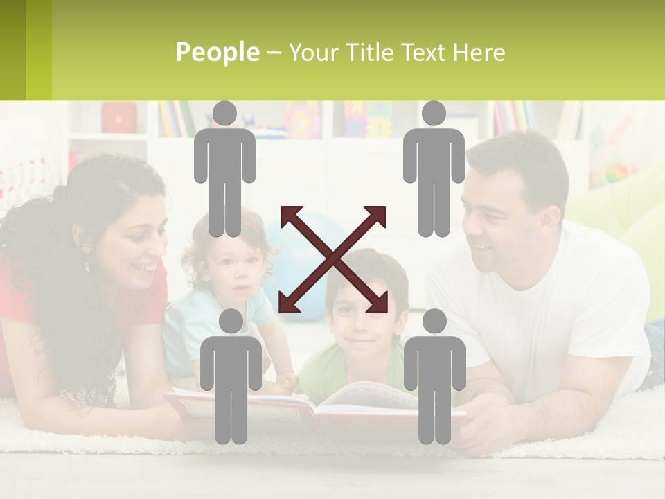 A Family Laying On The Floor With A Book PowerPoint Template