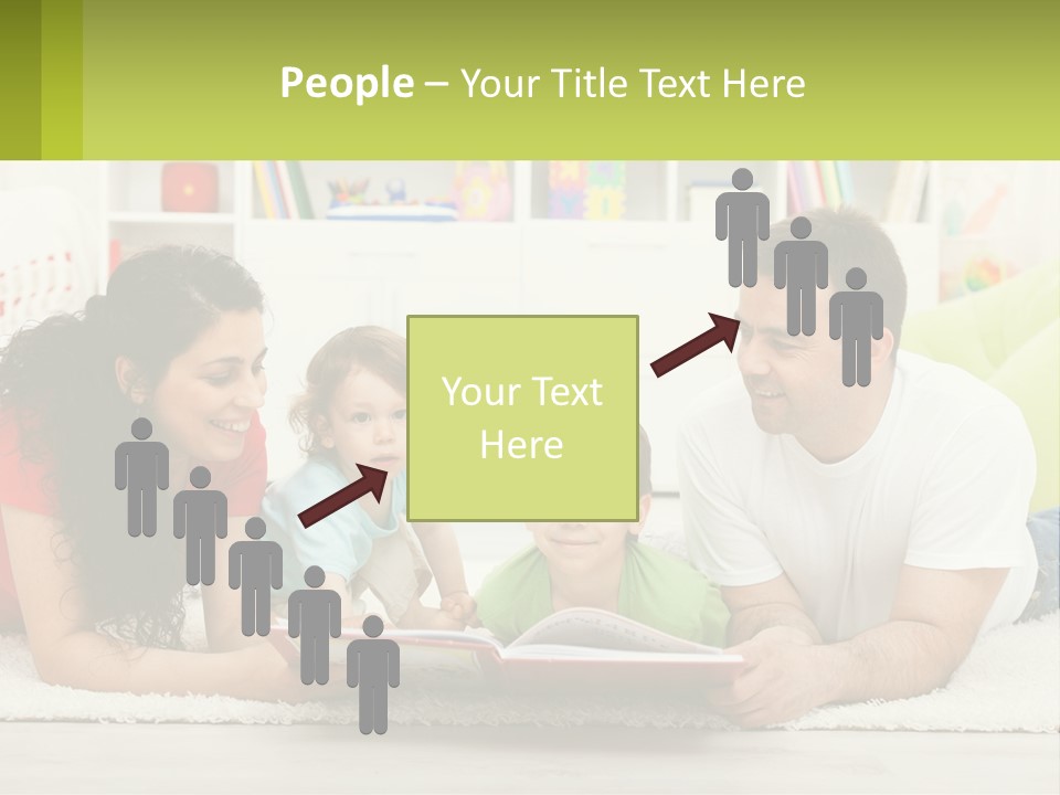 A Family Laying On The Floor With A Book PowerPoint Template