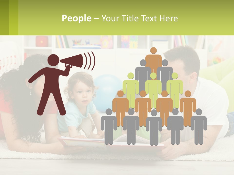 A Family Laying On The Floor With A Book PowerPoint Template