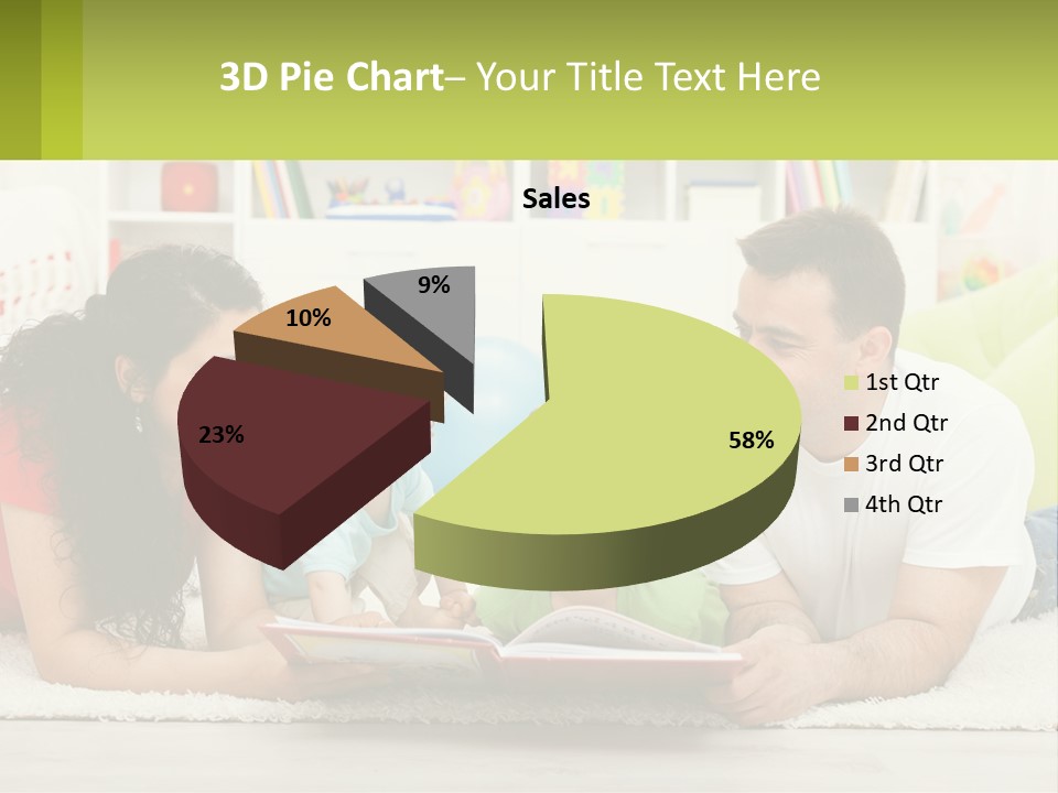 A Family Laying On The Floor With A Book PowerPoint Template