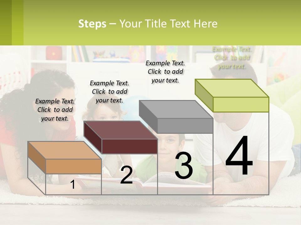 A Family Laying On The Floor With A Book PowerPoint Template