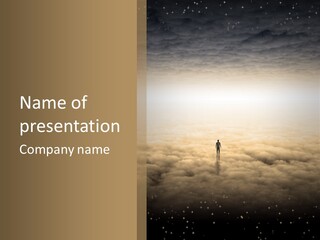 A Person Standing On Top Of A Cloud Covered Ground PowerPoint Template