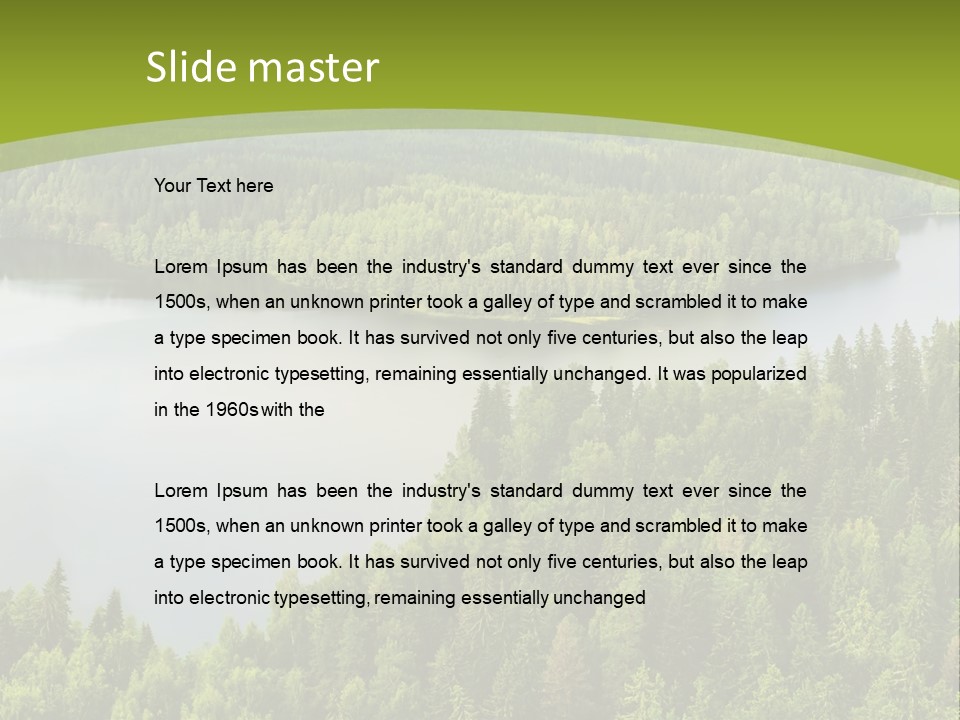 A Green Landscape With Trees And Water In The Background PowerPoint Template