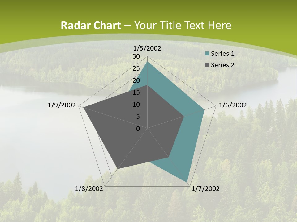 A Green Landscape With Trees And Water In The Background PowerPoint Template