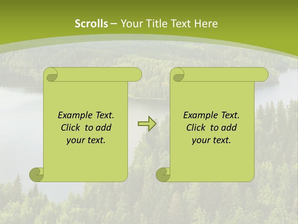 A Green Landscape With Trees And Water In The Background PowerPoint Template