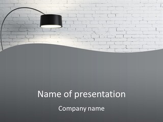 A White Brick Wall With A Black Lamp On It PowerPoint Template