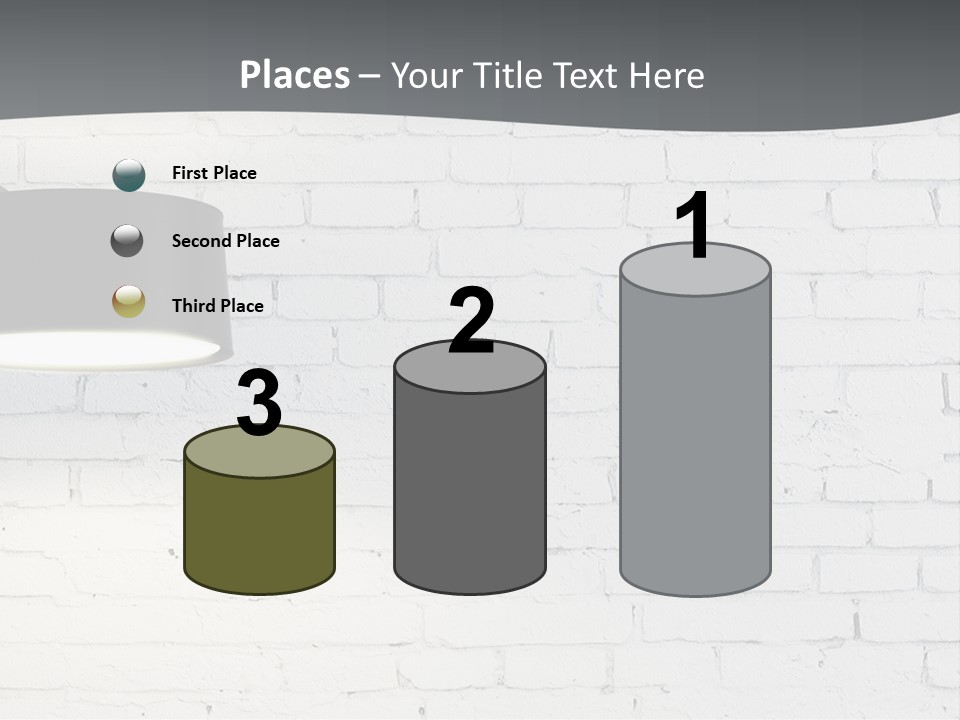 A White Brick Wall With A Black Lamp On It PowerPoint Template