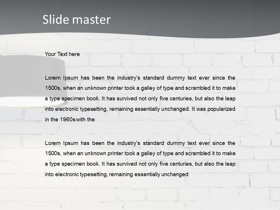 A White Brick Wall With A Black Lamp On It PowerPoint Template