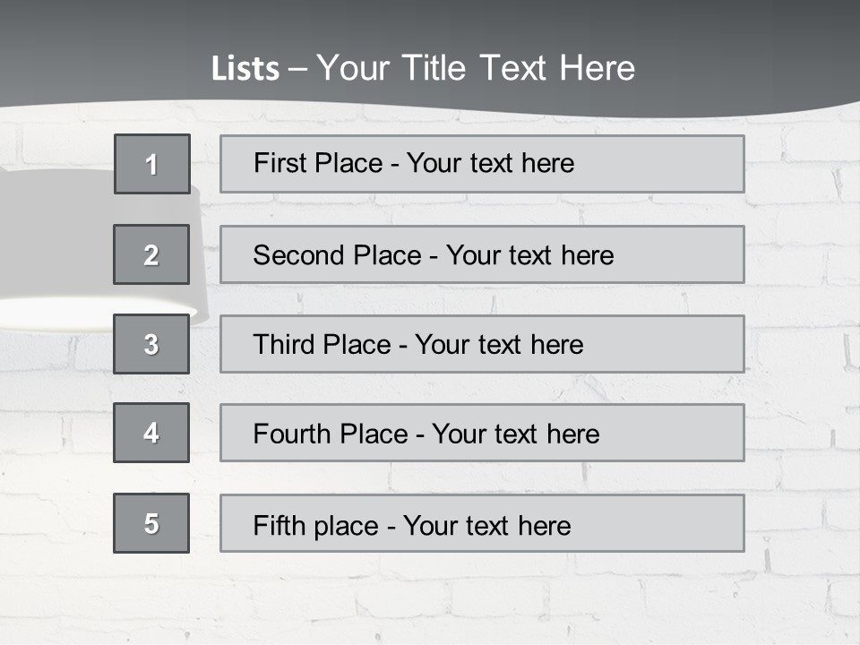 A White Brick Wall With A Black Lamp On It PowerPoint Template
