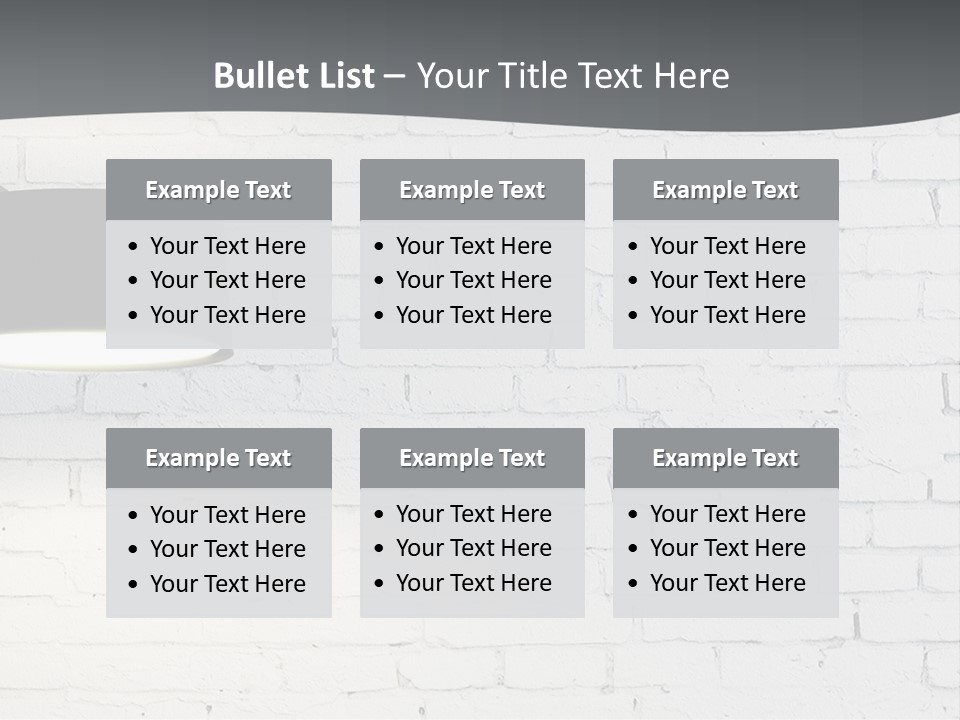 A White Brick Wall With A Black Lamp On It PowerPoint Template