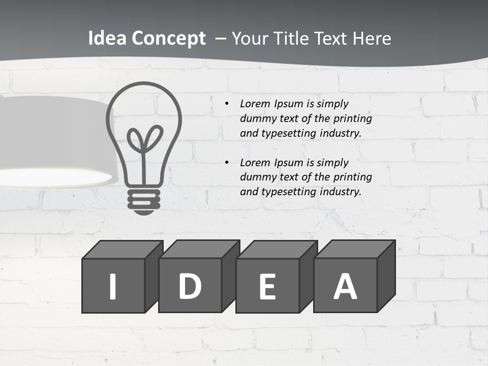 A White Brick Wall With A Black Lamp On It PowerPoint Template