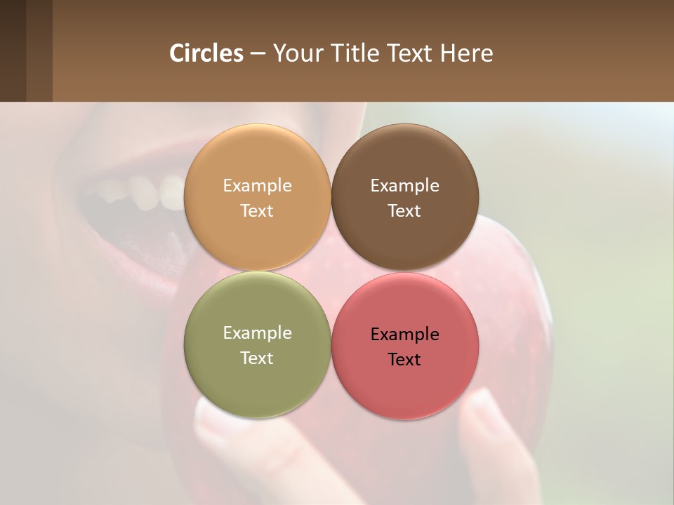 A Woman Biting Into An Apple With Her Mouth Open PowerPoint Template