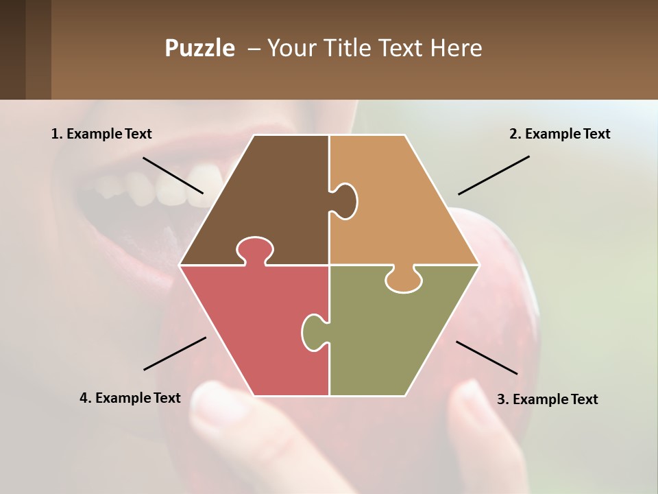 A Woman Biting Into An Apple With Her Mouth Open PowerPoint Template