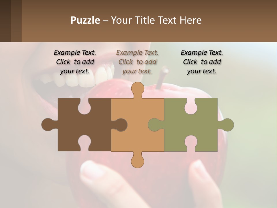 A Woman Biting Into An Apple With Her Mouth Open PowerPoint Template