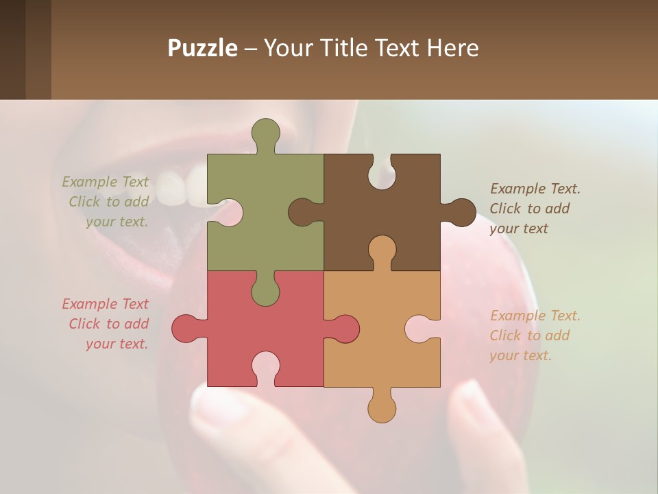 A Woman Biting Into An Apple With Her Mouth Open PowerPoint Template