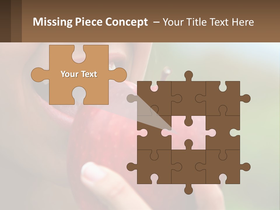 A Woman Biting Into An Apple With Her Mouth Open PowerPoint Template