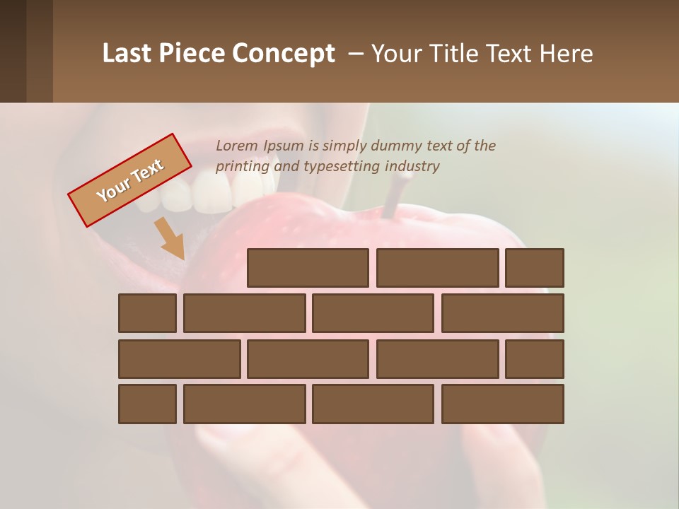 A Woman Biting Into An Apple With Her Mouth Open PowerPoint Template