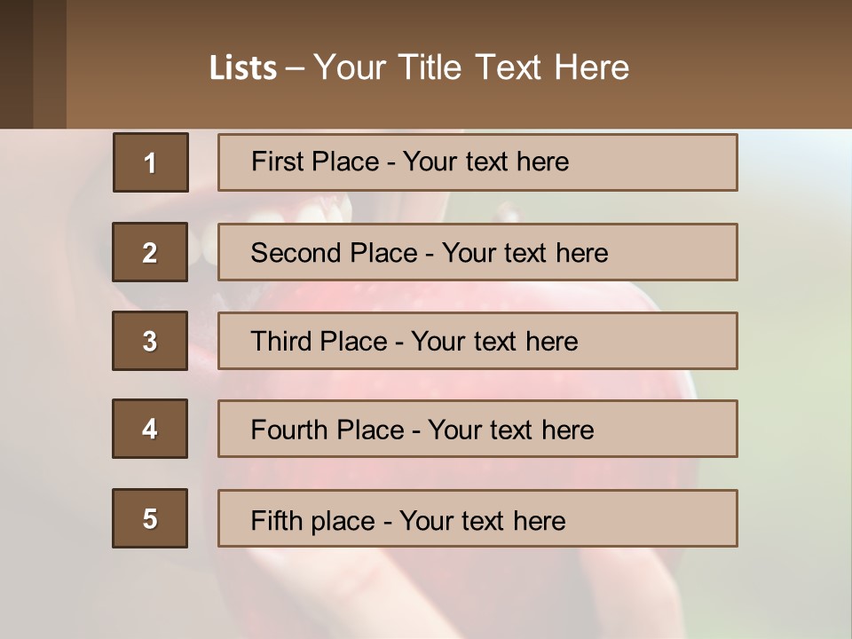A Woman Biting Into An Apple With Her Mouth Open PowerPoint Template