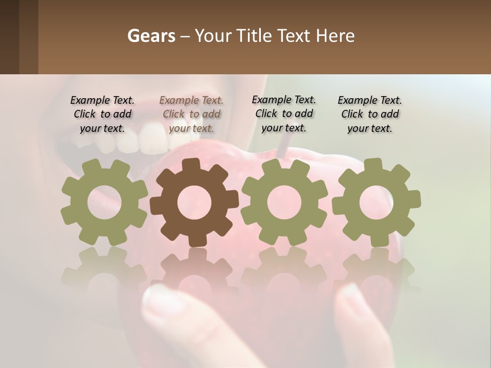 A Woman Biting Into An Apple With Her Mouth Open PowerPoint Template