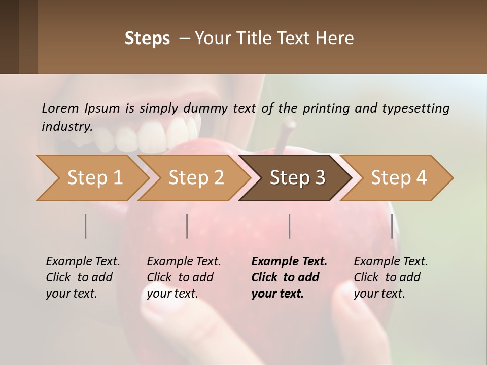 A Woman Biting Into An Apple With Her Mouth Open PowerPoint Template
