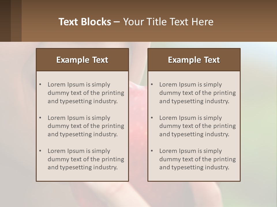 A Woman Biting Into An Apple With Her Mouth Open PowerPoint Template