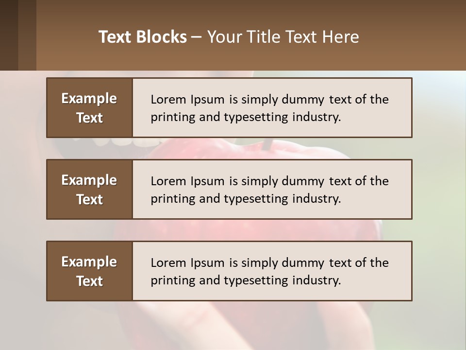 A Woman Biting Into An Apple With Her Mouth Open PowerPoint Template