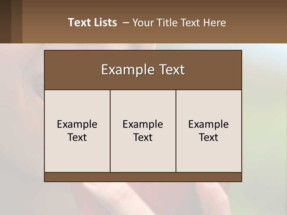 A Woman Biting Into An Apple With Her Mouth Open PowerPoint Template