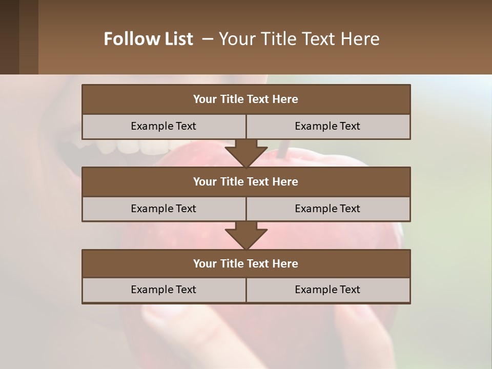 A Woman Biting Into An Apple With Her Mouth Open PowerPoint Template