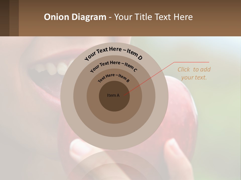 A Woman Biting Into An Apple With Her Mouth Open PowerPoint Template