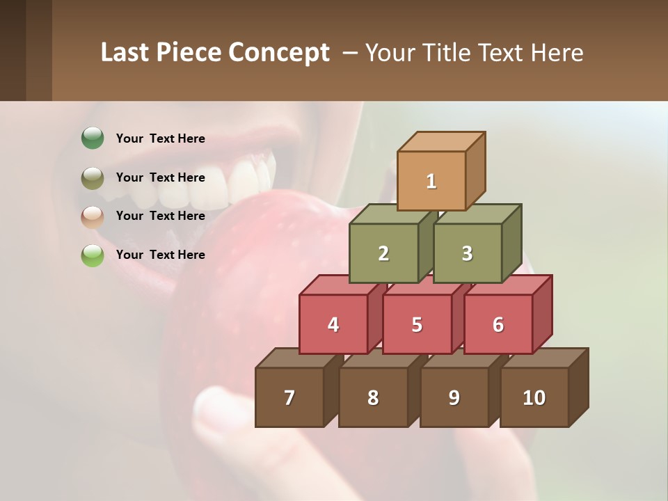 A Woman Biting Into An Apple With Her Mouth Open PowerPoint Template