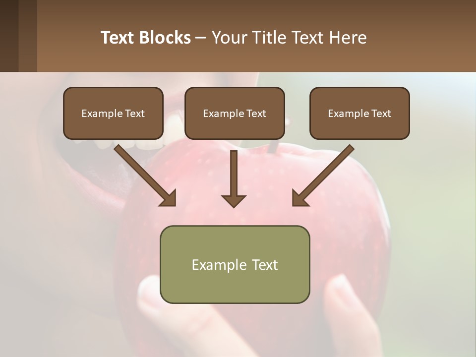 A Woman Biting Into An Apple With Her Mouth Open PowerPoint Template