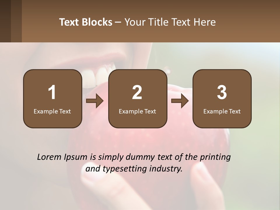 A Woman Biting Into An Apple With Her Mouth Open PowerPoint Template