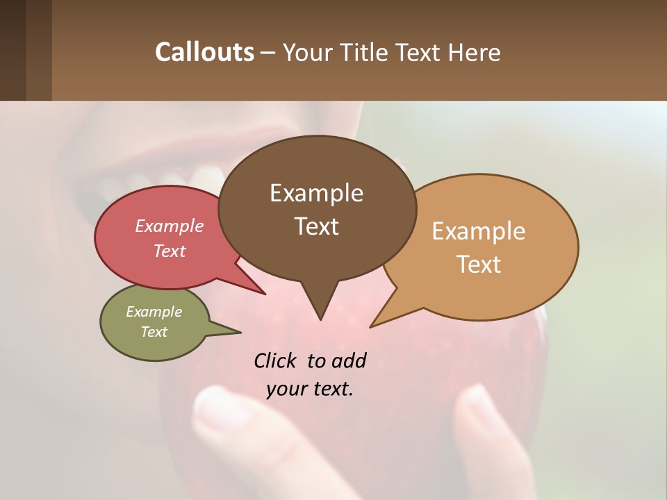 A Woman Biting Into An Apple With Her Mouth Open PowerPoint Template