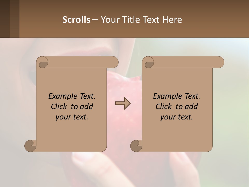 A Woman Biting Into An Apple With Her Mouth Open PowerPoint Template