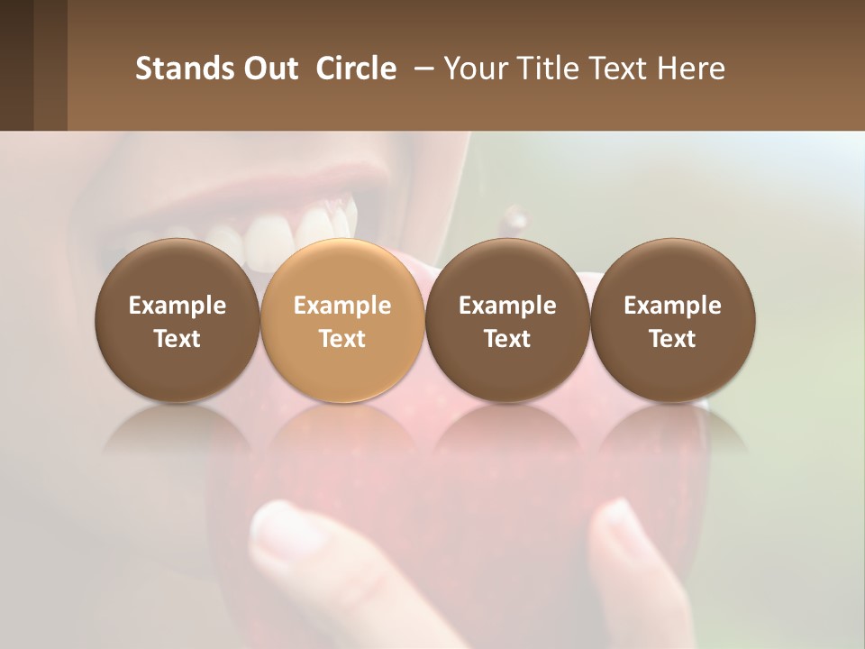 A Woman Biting Into An Apple With Her Mouth Open PowerPoint Template