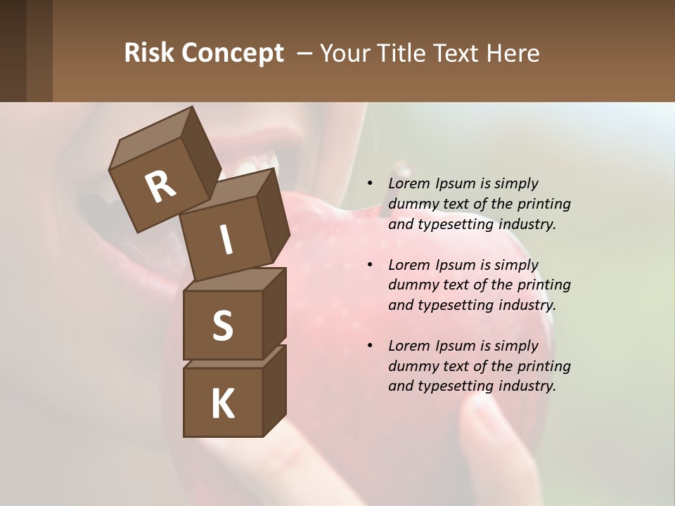 A Woman Biting Into An Apple With Her Mouth Open PowerPoint Template