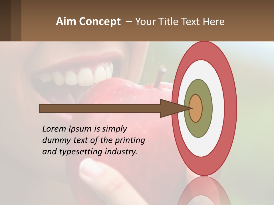 A Woman Biting Into An Apple With Her Mouth Open PowerPoint Template