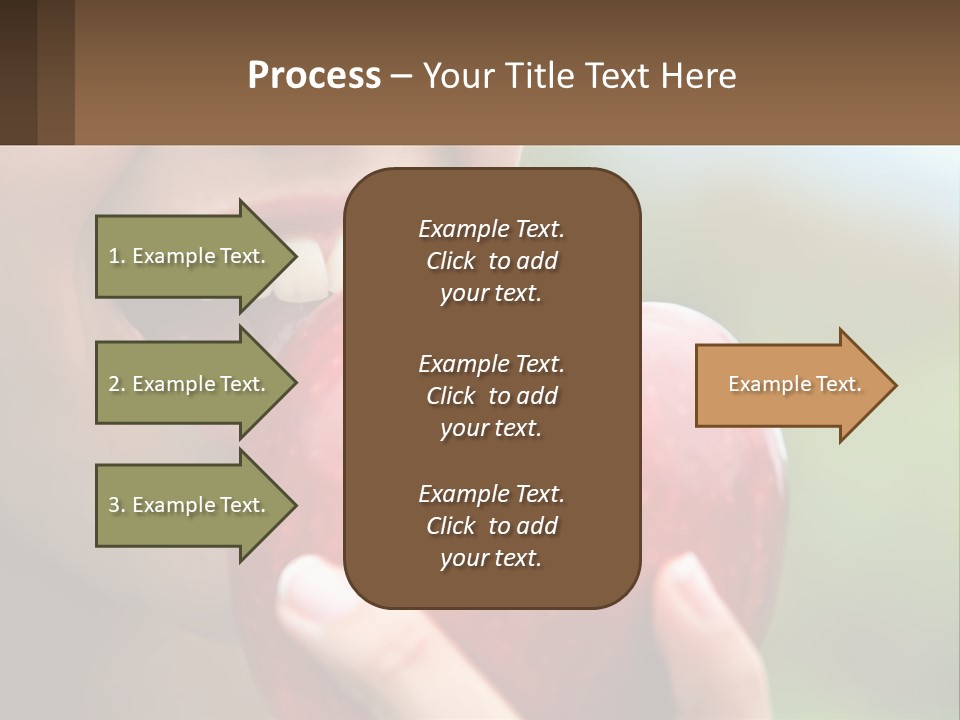 A Woman Biting Into An Apple With Her Mouth Open PowerPoint Template