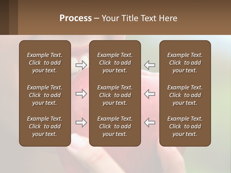 A Woman Biting Into An Apple With Her Mouth Open PowerPoint Template