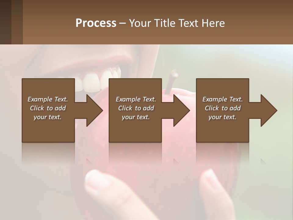 A Woman Biting Into An Apple With Her Mouth Open PowerPoint Template