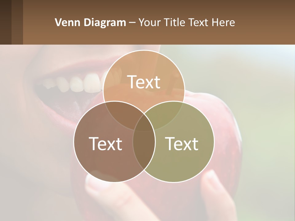 A Woman Biting Into An Apple With Her Mouth Open PowerPoint Template