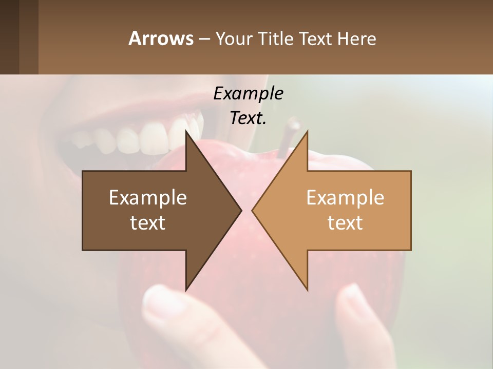 A Woman Biting Into An Apple With Her Mouth Open PowerPoint Template